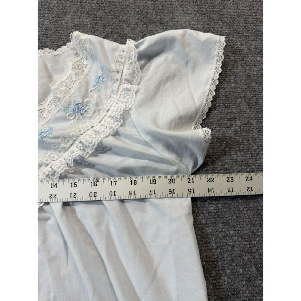 Vintage Barbizon Nightgown Women’s Small Blue Lace Embroidered Flutter Sleeve - Picture 6 of 8